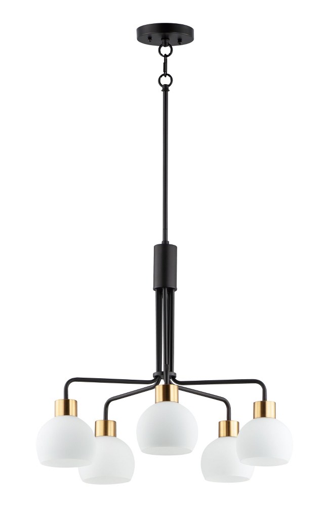 Maxim Lighting-11277SWBZSBR-Coraline-5 Light Chandelier-26.75 Inches wide by 23 inches high Bronze Rupert  Bronze Rupert Finish with Satin White Glass