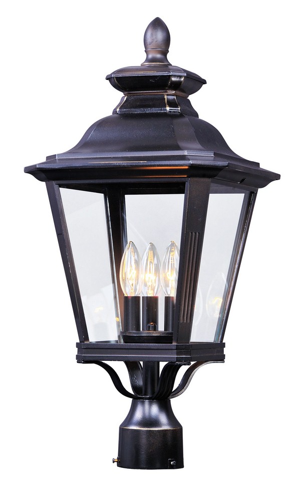 Maxim Lighting-1131CLBZ-Knoxville-Three Light Outdoor Post Lantern in Early American style-11 Inches wide by 23.5 inches high   Bronze Finish with Clear Glass