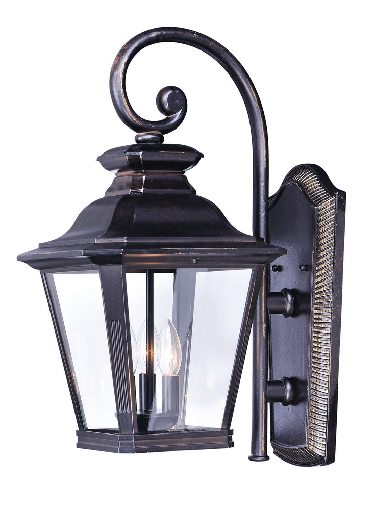 Maxim Lighting-1135CLBZ-Knoxville-Outdoor Wall Lantern Early American in Early American style-9 Inches wide by 18.5 inches high Bronze Clear Bronze Finish with Frosted Seedy Glass