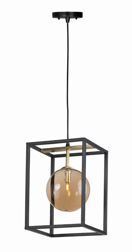 Maxim Lighting-11361CMPBKSBR-Fluid-4W 1 LED Pendant-9.75 Inches wide by 14.5 inches high   Black/Satin Brass Finish with Champagne Glass