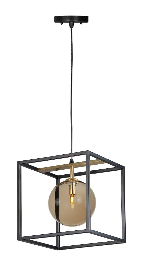 Maxim Lighting-11364CMPBKSBR-Fluid-4W 1 LED Pendant-11.75 Inches wide by 12.5 inches high   Black/Satin Brass Finish