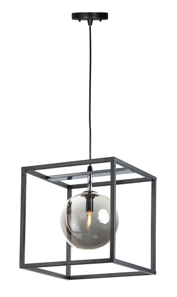 Maxim Lighting-11364MSKBKPC-Fluid-4W 1 LED Pendant-11.75 Inches wide by 12.5 inches high   Black/Polished Chrome Finish with Mirror Smoke Glass