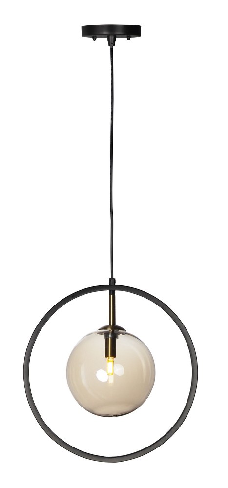 Maxim Lighting-11365CMPBKSBR-Fluid-4W 1 LED Pendant-7 Inches wide by 14.5 inches high   Black/Satin Brass Finish with Champagne Glass