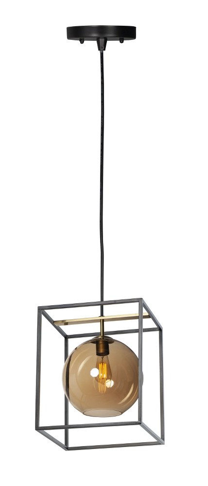 Maxim Lighting-11367CMPBKSBR-Fluid-6W 1 LED Pendant-15 Inches wide by 17.75 inches high   Black/Satin Brass Finish with Champagne Glass