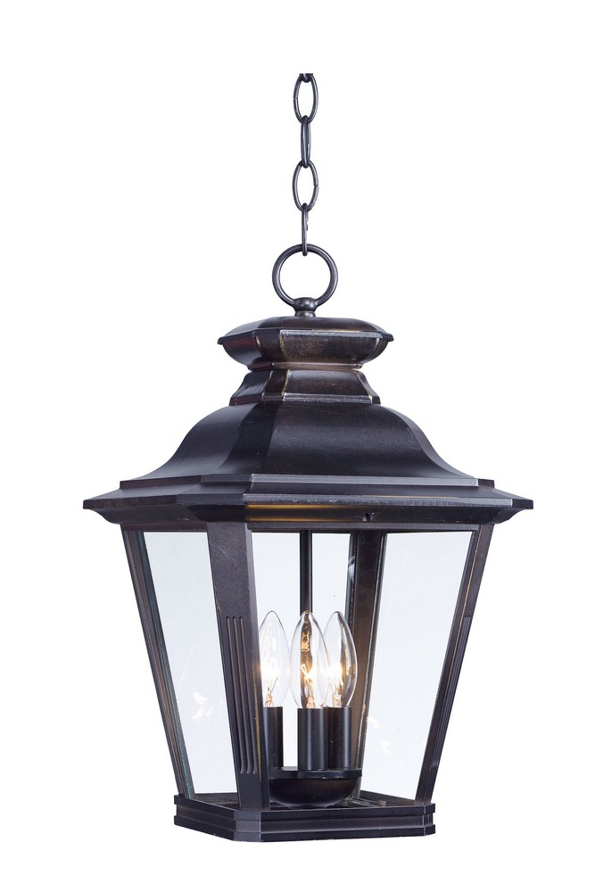 Maxim Lighting-1139CLBZ-Knoxville-Three Light Outdoor Pendant in Early American style-11 Inches wide by 17.5 inches high   Bronze Finish with Clear Glass