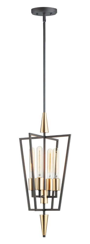 Maxim Lighting-11654BKSBR-Wings-4 Light Pendant-12 Inches wide by 25 inches high   Black/Satin Brass Finish