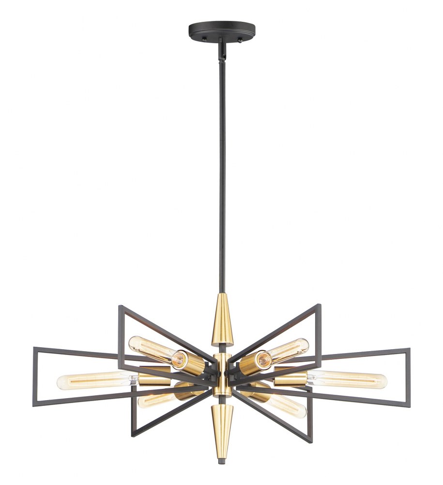 Maxim Lighting-11656BKSBR-Wings - 6 Light Chandelier   Black/Satin Brass Finish