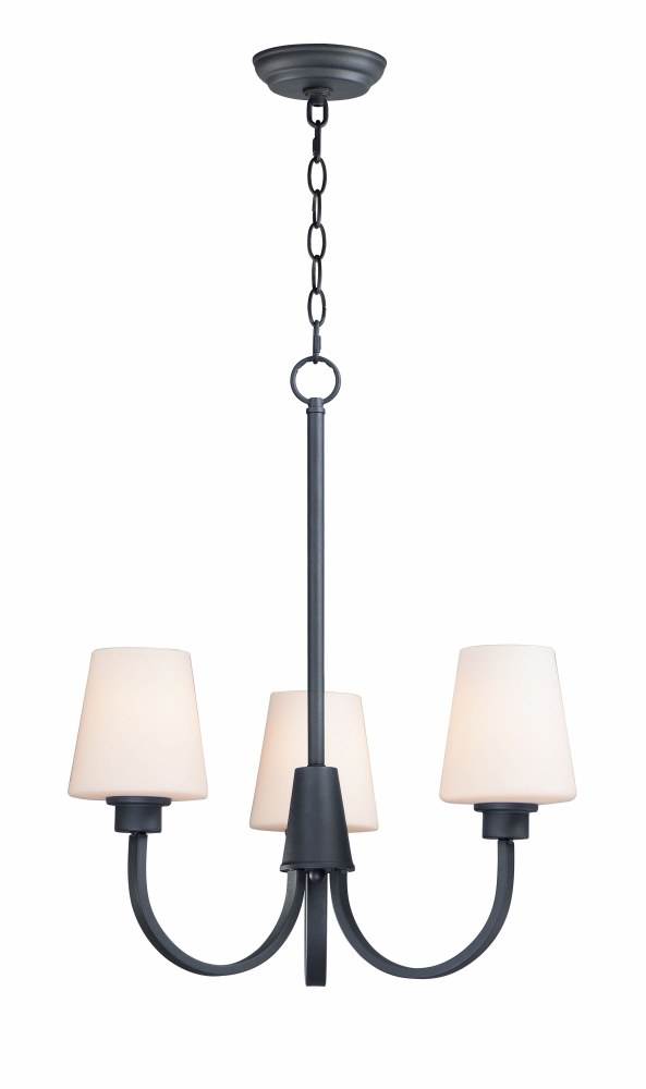 Maxim Lighting-11823SWBK-Shelter-3 Light Chandelier-20 Inches wide by 24 inches high Black  Satin Nickel Finish with Satin White Glass