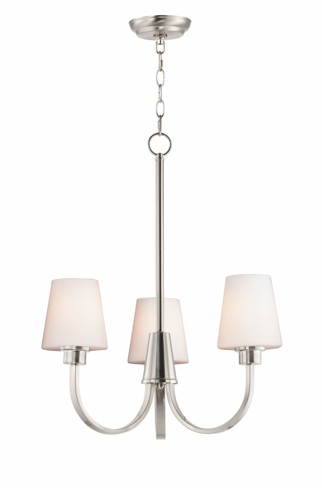 Maxim Lighting-11823SWSN-Shelter-3 Light Chandelier-20 Inches wide by 24 inches high Satin Nickel  Satin Nickel Finish with Satin White Glass