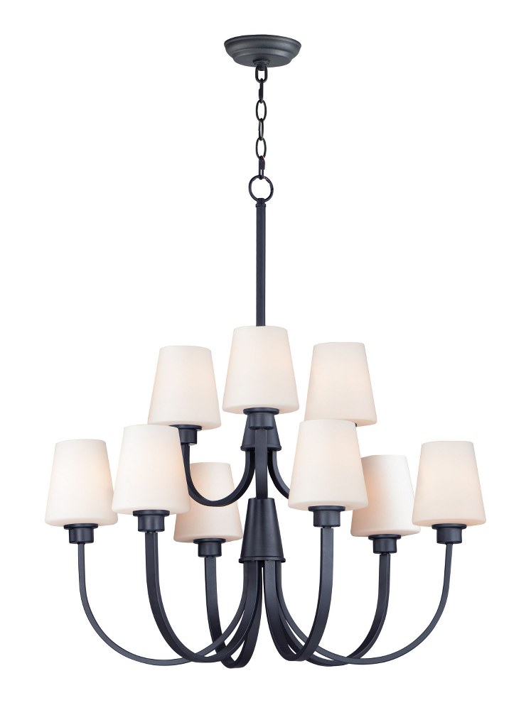 Maxim Lighting-11826SWBK-Shelter-9 Light Chandelier-30 Inches wide by 35 inches high Black  Black Finish with Satin White Glass