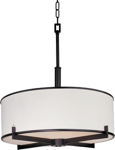 Maxim Lighting-12053WTOI-Nexus-Foyer Pendant 8 Light White in Contemporary style-22 Inches wide by 24.5 inches high   Oil Rubbed Bronze Finish with White Fabric Shade