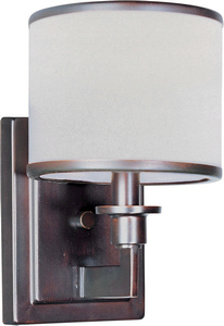 Maxim Lighting-12059WTOI-Nexus-One Light Wall Sconce in Contemporary style-6 Inches wide by 9.75 inches high Oil Rubbed Bronze  Satin Nickel Finish with White Fabric Shade