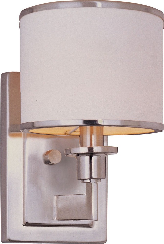 Maxim Lighting-12059WTSN-Nexus-One Light Wall Sconce in Contemporary style-6 Inches wide by 9.75 inches high Satin Nickel  Satin Nickel Finish with White Fabric Shade