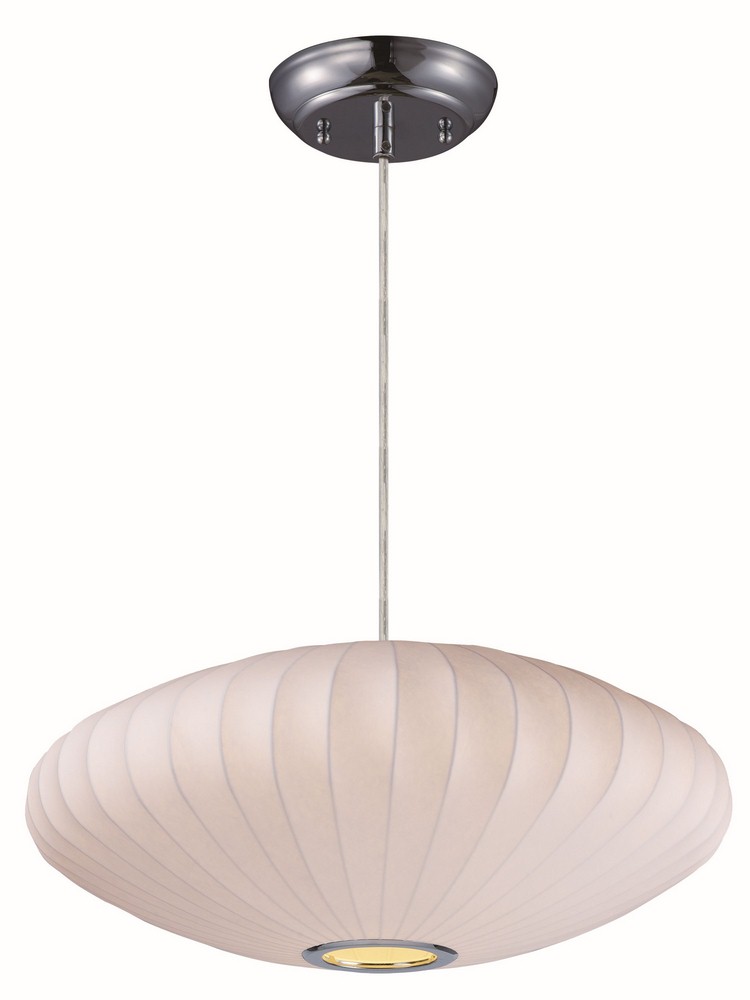 Maxim Lighting-12190WTPC-Cocoon-One Light Entry Pendant-25 Inches wide by 10 inches high   Polished Chrome Finish with White Silk Shade