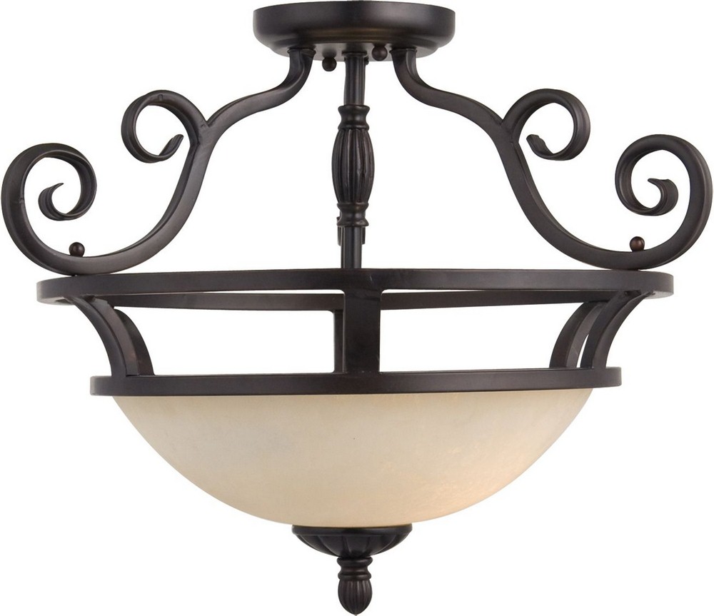 Maxim Lighting-12201FIOI-Manor - Two Light Semi-Flush Mount   Oil Rubbed Bronze Finish with Frosted Ivory Glass