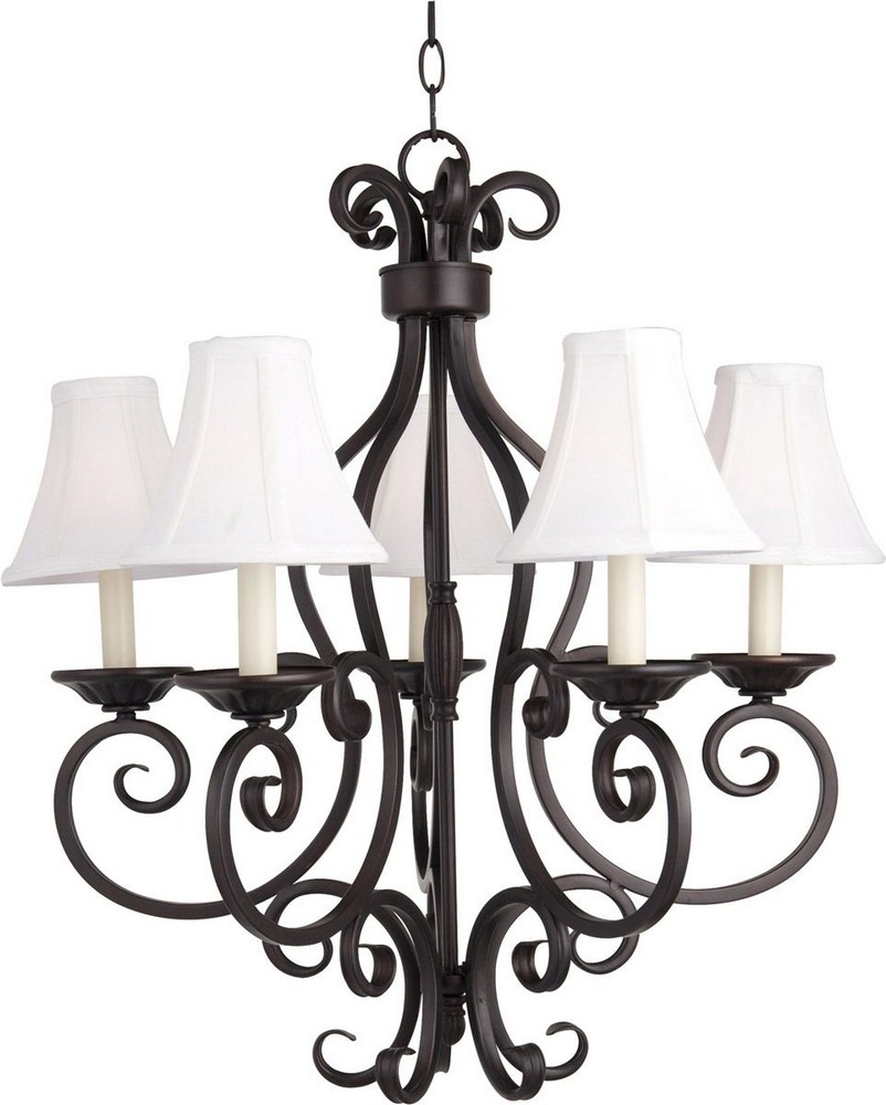 Maxim Lighting-12215OI/SHD123-Manor-Five Light Chandelier in Early American style-26 Inches wide by 28 inches high Oil Rubbed Bronze True Oil Rubbed Bronze Finish