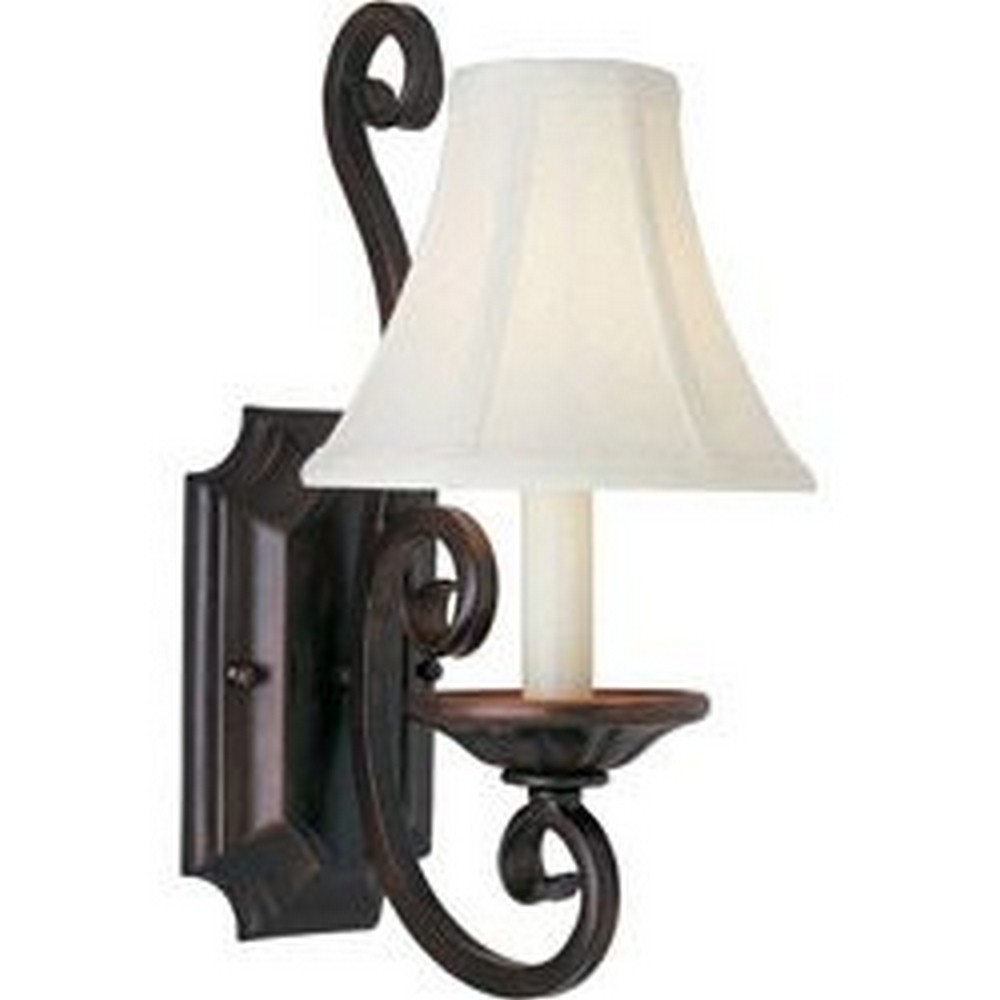 Maxim Lighting-12217OI/SHD123-Manor-One Light Wall Sconce in Early American style-7 Inches wide by 14.5 inches high   Oil Rubbed Bronze Finish - With Shade