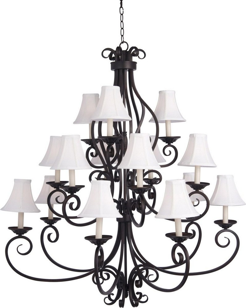 Maxim Lighting-12219OI/SHD123-Manor-Fifteen Light 3-Tier Chandelier in Early American style-45 Inches wide by 47.5 inches high Oil Rubbed Bronze True Oil Rubbed Bronze Finish