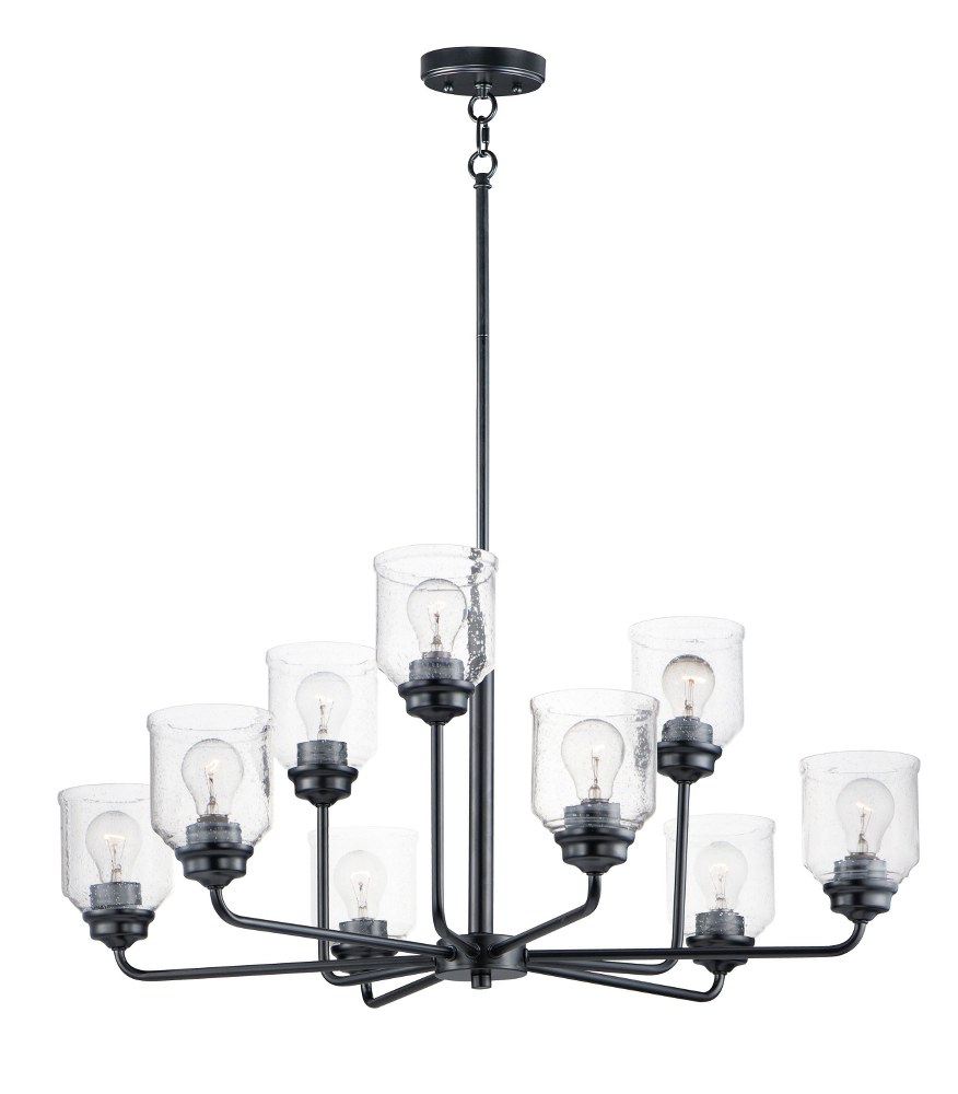 Maxim Lighting-12277CDBK-Acadia-9 Light Chandelier-34.75 Inches wide by 15 inches high Black  Satin Nickel Finish with Clear Seedy Glass