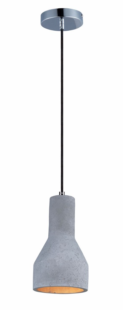 Maxim Lighting-12392GYPC-Crete-Pendant 1 Light-6 Inches wide by 10.75 inches high   Polished Chrome Finish