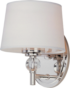 Maxim Lighting-12761WTPN-Rondo-One Light Wall Sconce in Transitional style-6.5 Inches wide by 8.5 inches high Polished Nickel  Polished Nickel Finish with White Fabric Shade