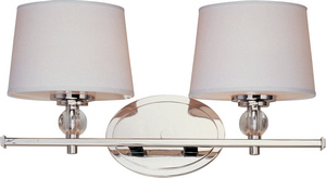 Maxim Lighting-12762WTPN-Rondo-2 Light Transitional Bath Vanity in Transitional style-16.75 Inches wide by 8.25 inches high Polished Nickel  Polished Nickel Finish with White Fabric Shade