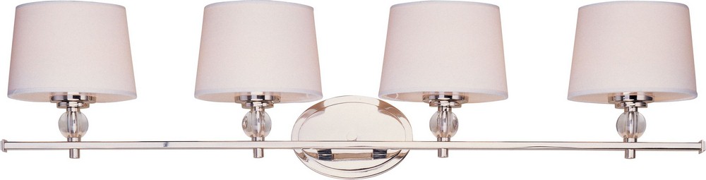 Maxim Lighting-12764WTPN-Rondo-4 Light Transitional Bath Vanity in Transitional style-36.25 Inches wide by 8.25 inches high Polished Nickel  Polished Nickel Finish with White Fabric Shade