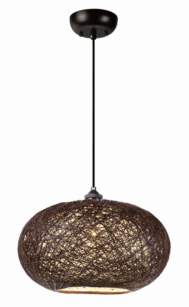 Maxim Lighting-14402CHWT-Bali-One Light Pendant-15.75 Inches wide by 10 inches high   Chocolate/White Finish