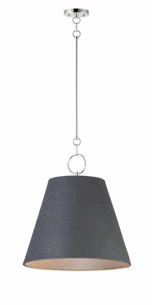 Maxim Lighting-14434BKPN-Acoustic-1 Light Pendant-20 Inches wide by 21.5 inches high Polished Nickel  Satin Nickel Finish with Grey Fabric Shade