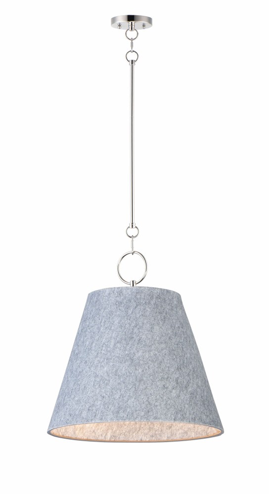 Maxim Lighting-14434GYSN-Acoustic-1 Light Pendant-20 Inches wide by 21.5 inches high Satin Nickel  Satin Nickel Finish with Grey Fabric Shade