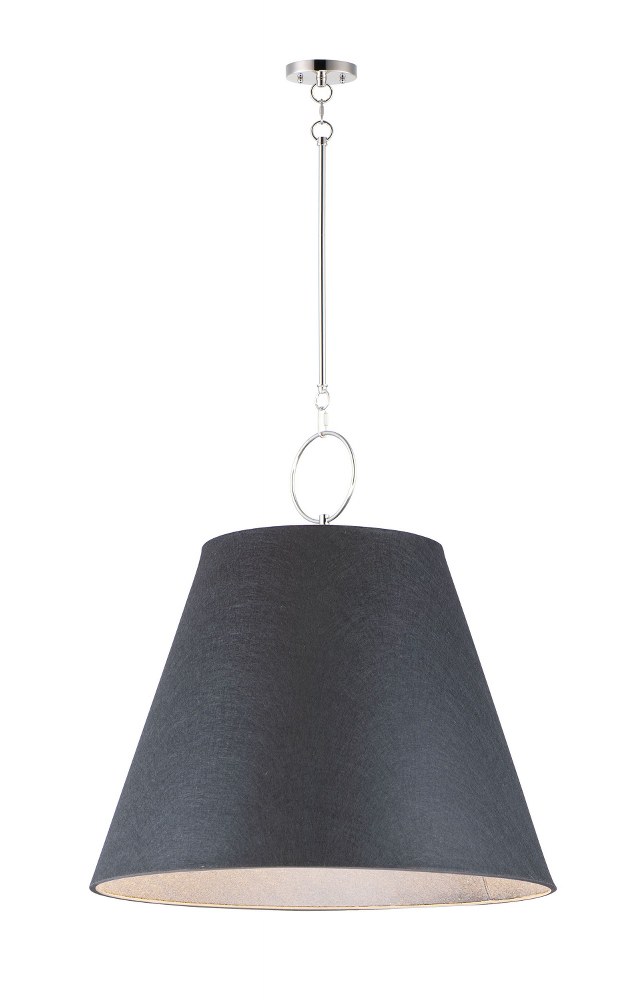 Maxim Lighting-14438BKPN-Acoustic-1 Light Pendant-30 Inches wide by 31 inches high Polished Nickel  Polished Nickel Finish with Black Fabric Shade