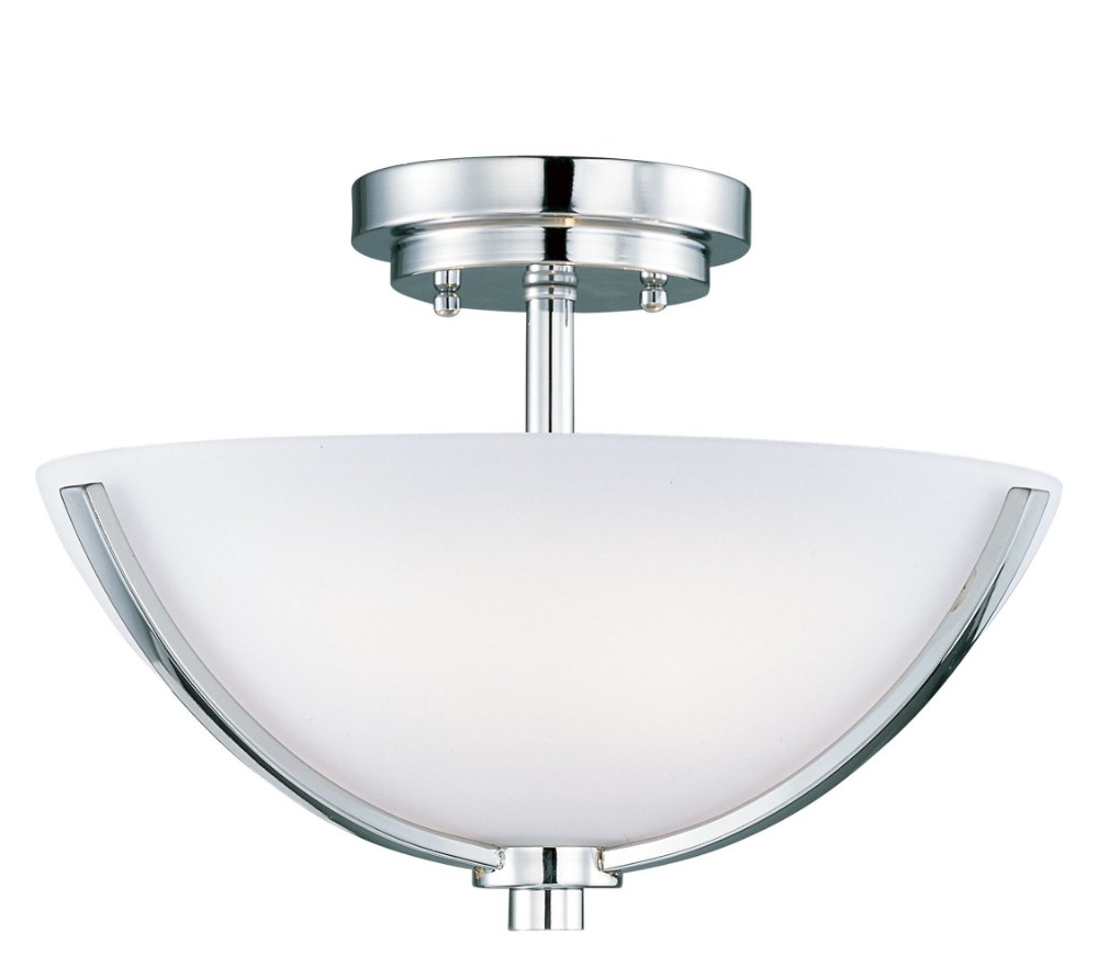 Maxim Lighting-20021SWPC-Rocco-Three Light Semi-Flush Mount in Modern style-14 Inches wide by 10 inches high   Polished Chrome Finish with Satin White Glass