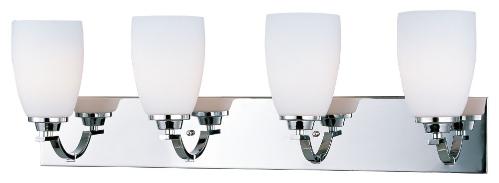 Maxim Lighting-20029SWPC-Rocco-4 Light Modern Bath Vanity in Modern style-30.75 Inches wide by 9.75 inches high   Polished Chrome Finish with Satin White Glass