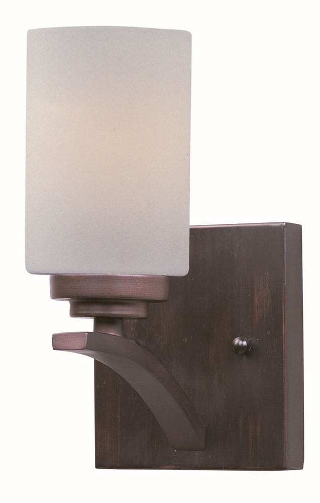 Maxim Lighting-20030SWOI-Deven-One Light Wall Sconce in Contemporary style-4.75 Inches wide by 9 inches high   Oil Rubbed Bronze Finish with Satin White Glass