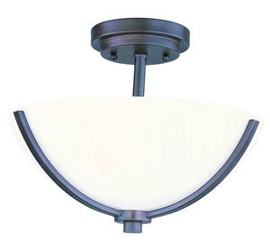 Maxim Lighting-20031SWOI-Deven-Three Light Semi-Flush Mount in Contemporary style-14 Inches wide by 10 inches high   Oil Rubbed Bronze Finish with Satin White Glass