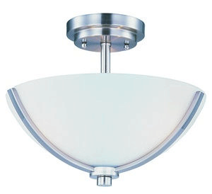 Maxim Lighting-20031SWSN-Deven-Three Light Semi-Flush Mount in Contemporary style-14 Inches wide by 10 inches high   Satin Nickel Finish with Satin White Glass
