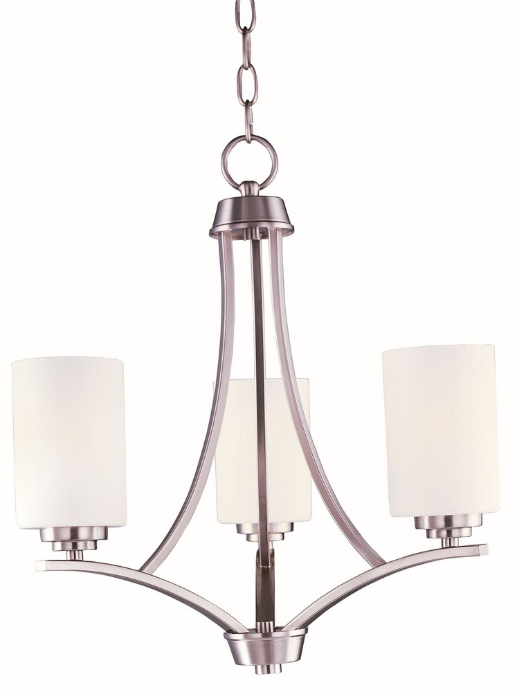 Maxim Lighting-20033SWSN-Deven-Three Light Semi-Flush Mount in Contemporary style-14 Inches wide by 10 inches high   Satin Nickel Finish with Satin White Glass