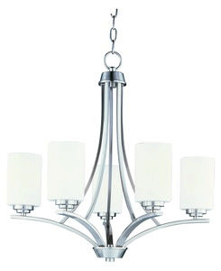 Maxim Lighting-20035SWSN-Deven-Five Light Chandelier in Contemporary style-24 Inches wide by 23 inches high   Satin Nickel Finish with Satin White Glass