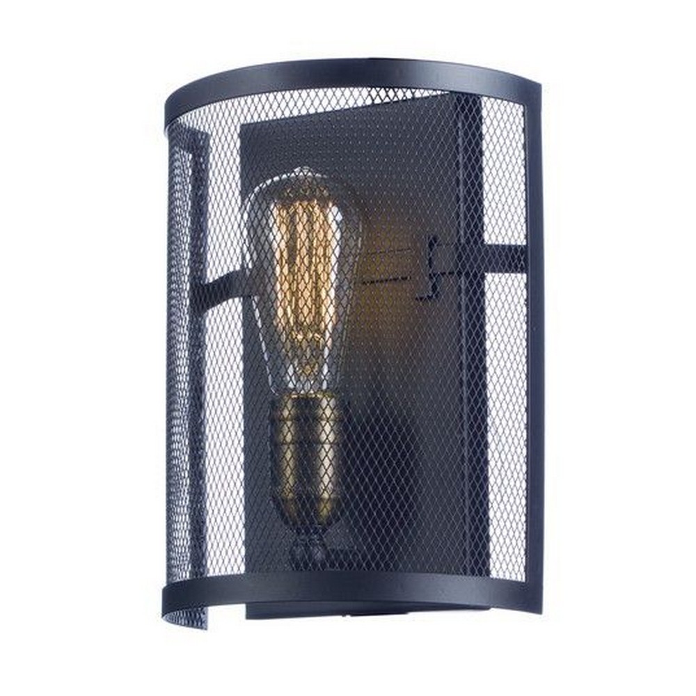 Maxim Lighting-20112BKNAB/BUI-Palladium - One Light Wall Sconce with Bulb Included   Black/Natural Aged Brass Finish