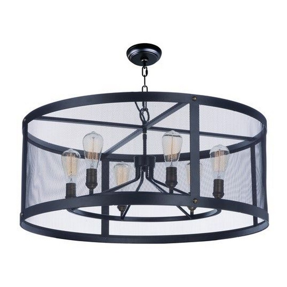 Maxim Lighting-20114BKNAB/BUI-Palladium - Six Light Chandelier with Bulb Included   Black/Natural Aged Brass Finish