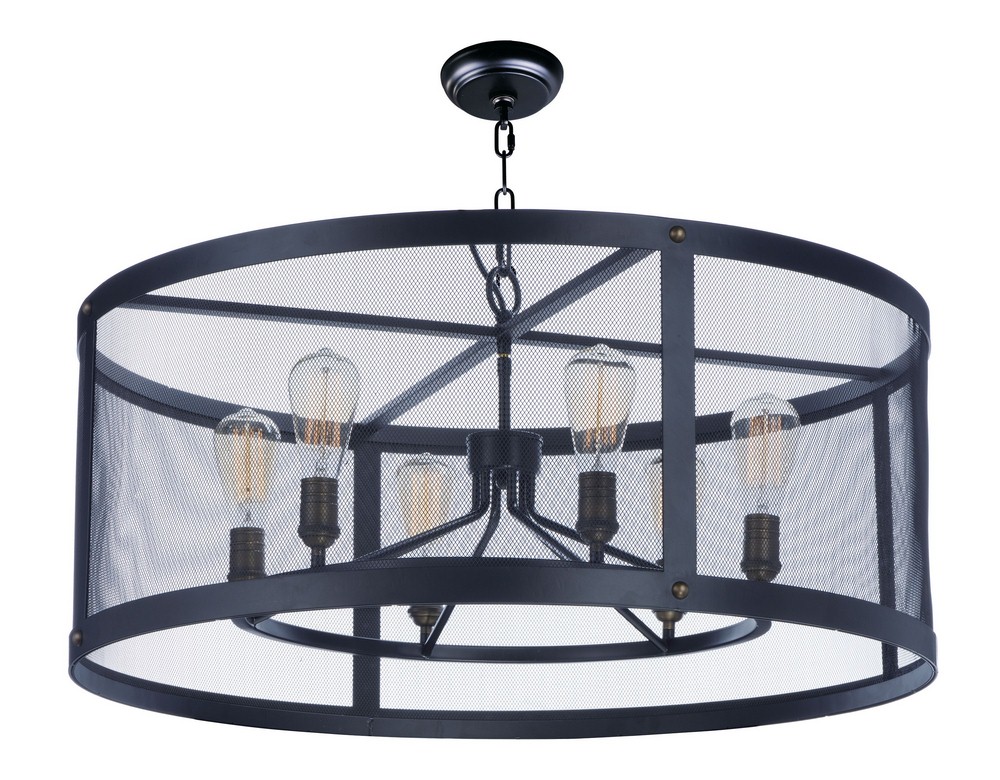 Maxim Lighting-20114BKNAB-Palladium - Six Light Chandelier   Black/Natural Aged Brass Finish