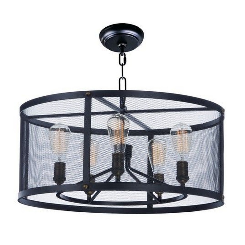 Maxim Lighting-20115BKNAB/BUI-Palladium-Five Light Chandelier with Bulb Included-24.25 Inches wide by 10.5 inches high   Black/Natural Aged Brass Finish