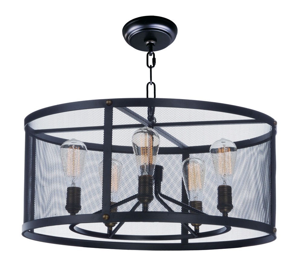 Maxim Lighting-20115BKNAB-Palladium-Five Light Chandelier-24.25 Inches wide by 10.5 inches high   Black/Natural Aged Brass Finish