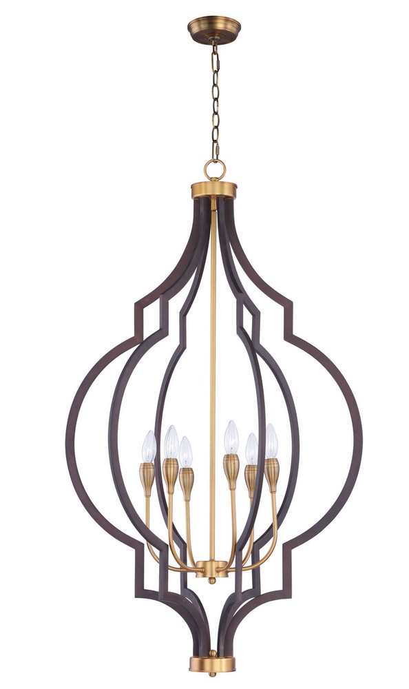 Maxim Lighting-20296OIAB-Crest-Six Light Chandelier-26 Inches wide by 45.25 inches high   Oil Rubbed Bronze/Antique Brass Finish