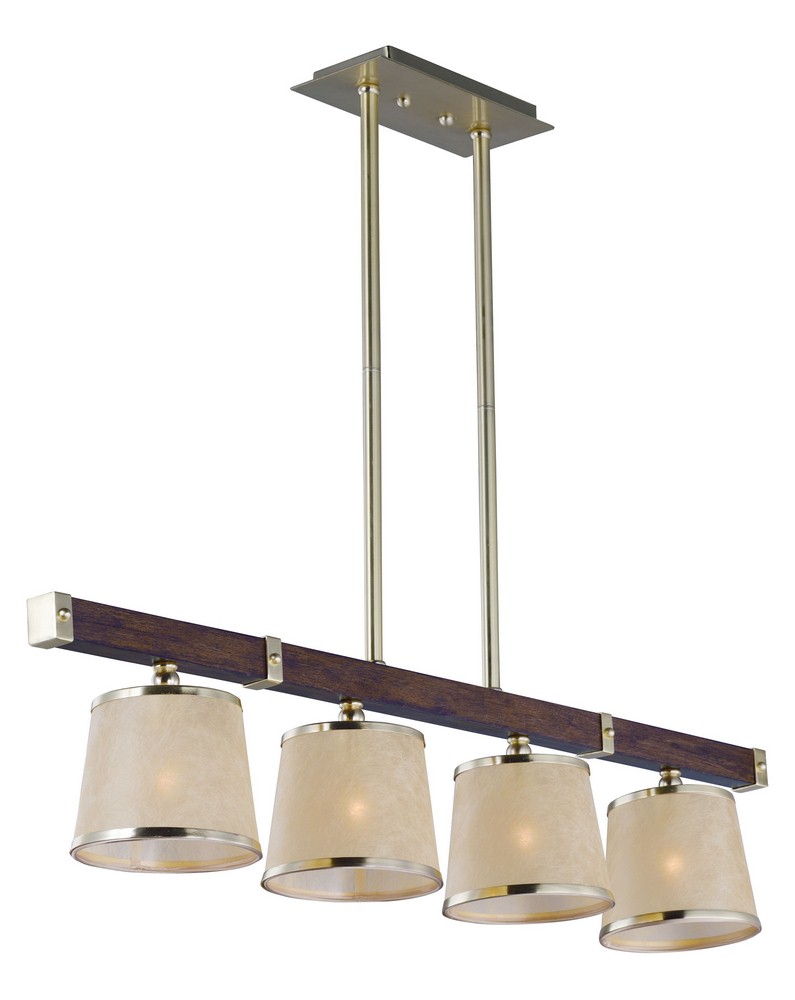 Maxim Lighting-20524AFAPSBR-Maritime-Four Light Linear Pendant-7.25 Inches wide by 10 inches high Antique Pecan/Satin Brass  Wenge/Polished Nickel Finish with White Fiber Shade