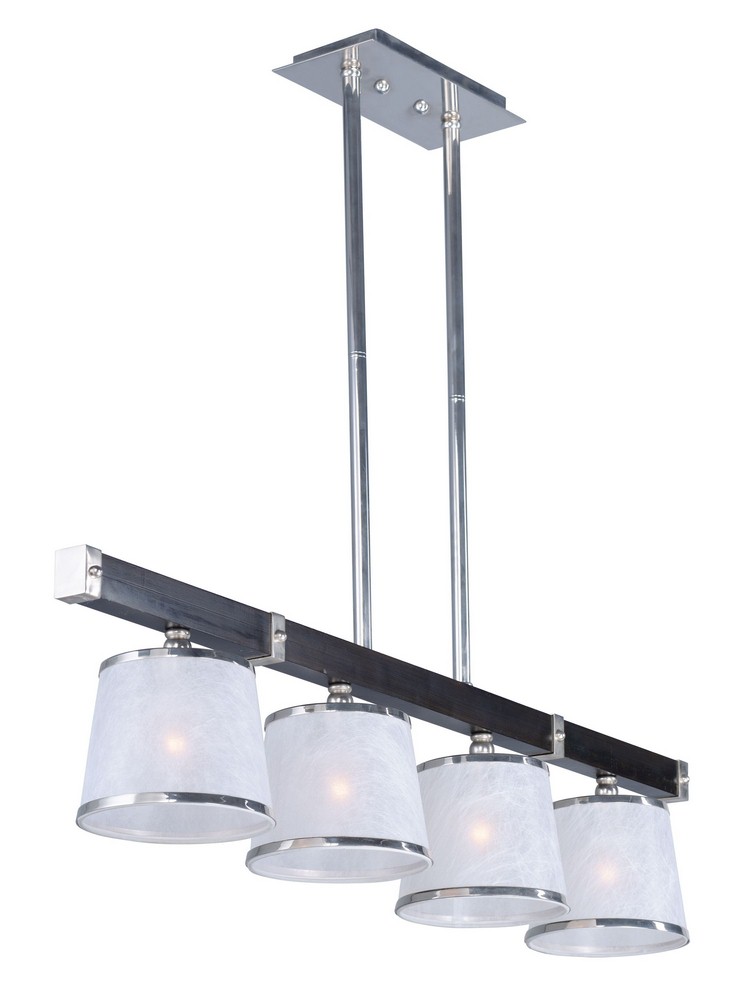 Maxim Lighting-20524WFWEPN-Maritime-Four Light Linear Pendant-7.25 Inches wide by 10 inches high Wenge/Polished Nickel  Wenge/Polished Nickel Finish with White Fiber Shade