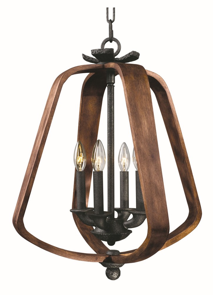 Maxim Lighting-20923BWIO-Road House-Four Light Chandelier-19 Inches wide by 23 inches high   Barn Wood/Iron Ore Finish