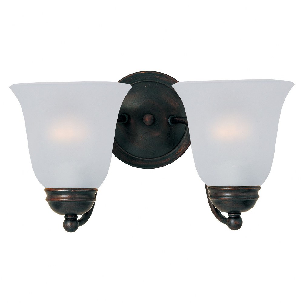 Maxim Lighting-2121FTOI-Basix-2 Light Wall Sconce in Contemporary style-13.5 Inches wide by 8 inches high   Oil Rubbed Bronze Finish with Frosted Glass