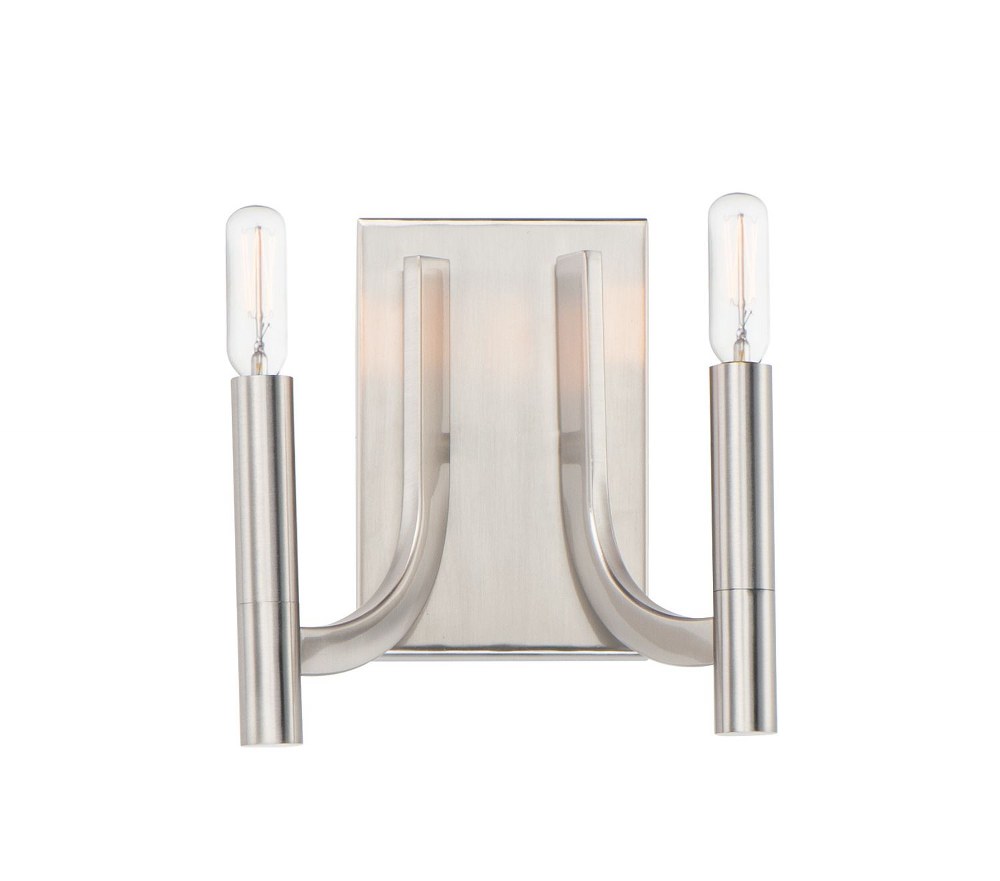 Maxim Lighting-21522SN-Lyndon-2 Light Wall Sconce-8.75 Inches wide by 8.75 inches high Satin Nickel  Bronze/Antique Brass Finish