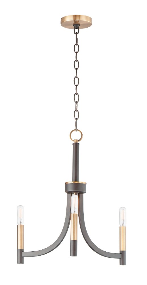 Maxim Lighting-21523BZAB-Lyndon-3 Light Chandelier-20 Inches wide by 21 inches high Bronze/Antique Brass  Bronze/Antique Brass Finish